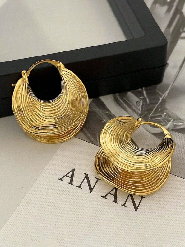 Golden Ripple Hoops