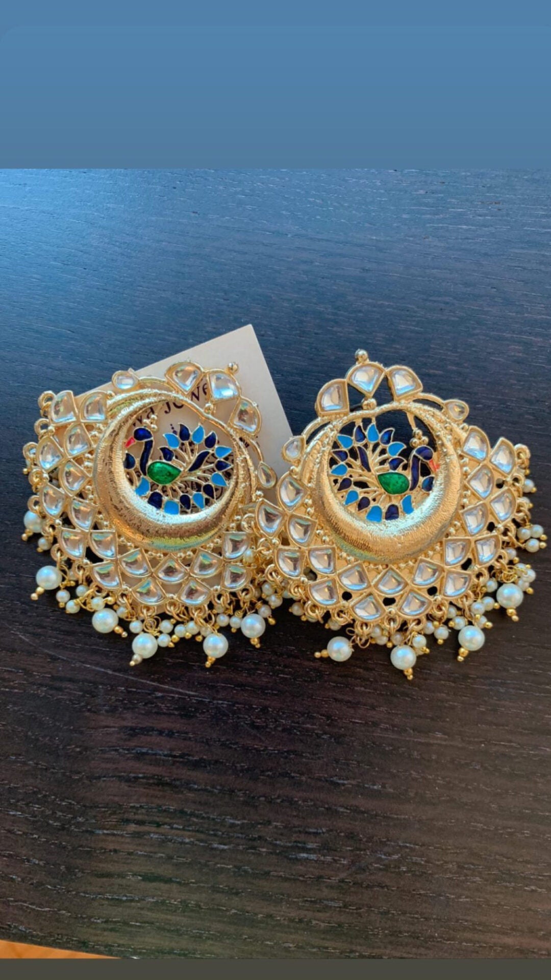 Peacock Kundan Chandbali