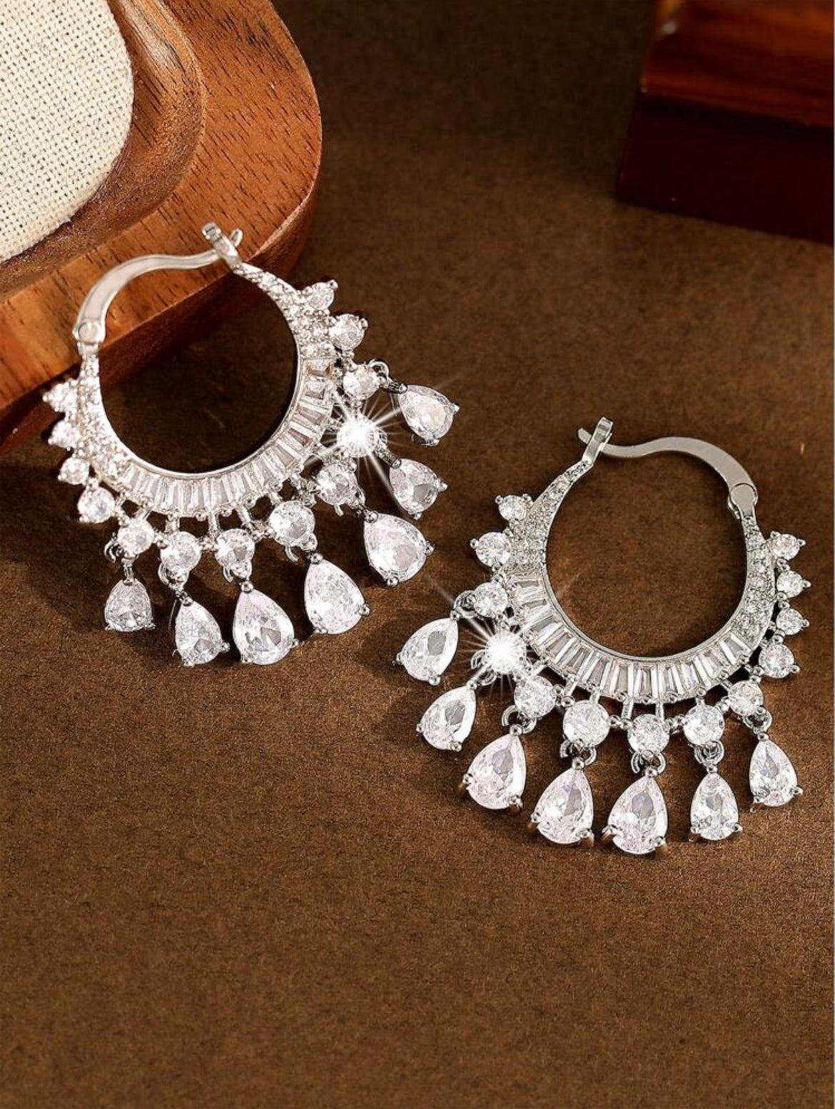 Jeweled Crescent Hoop