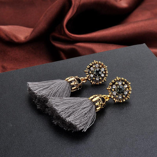 Grey Tassel Earring