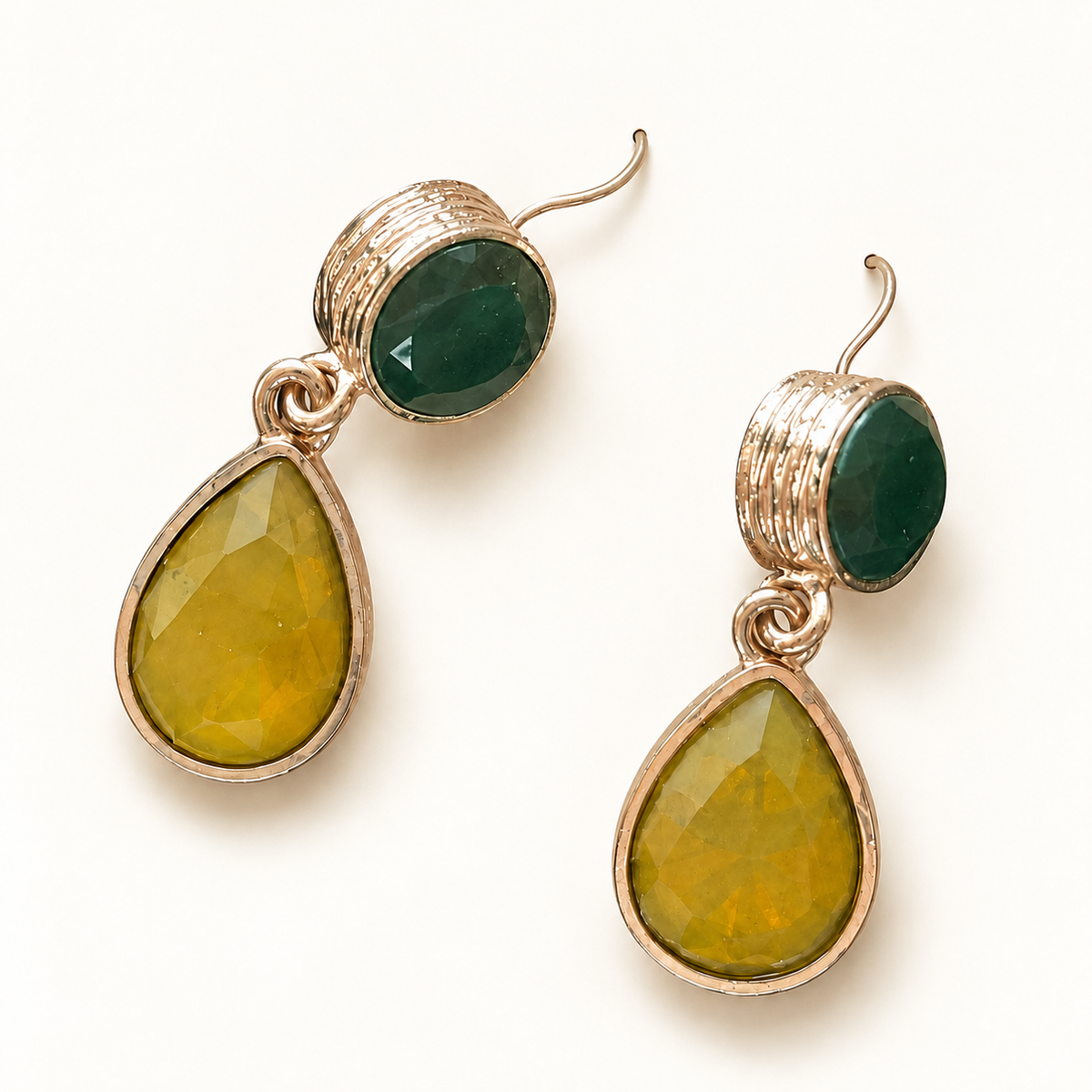 Duo Gem Drop Earrings