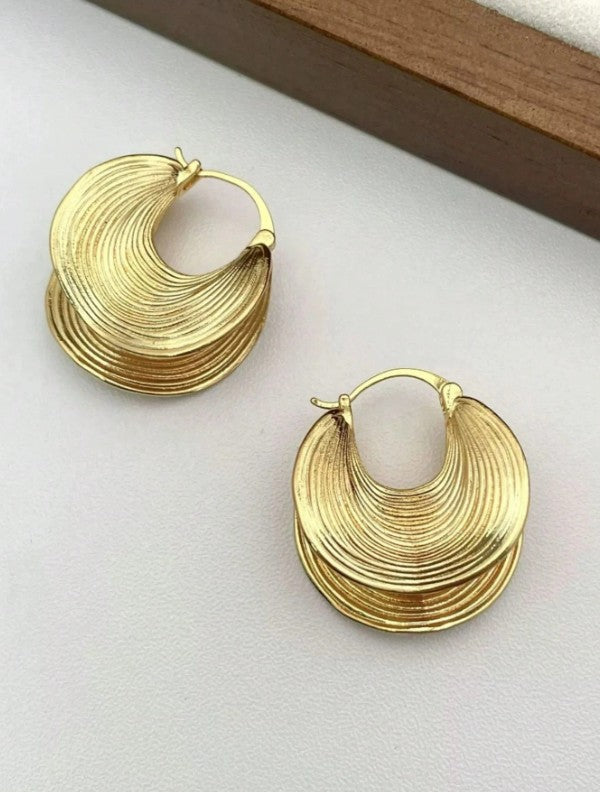 Golden Ripple Hoops