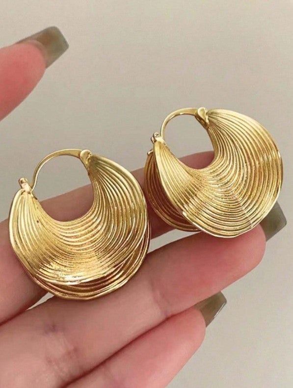 Golden Ripple Hoops