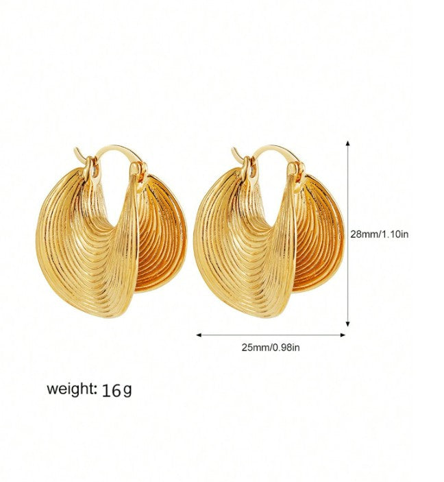 Golden Ripple Hoops