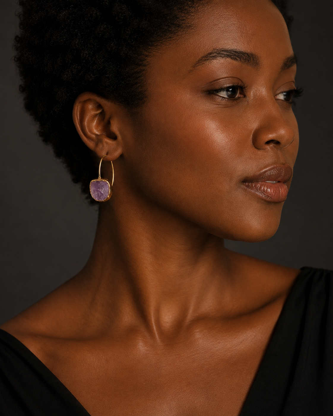 Amethyst Mist Hoops — earrings — view 4