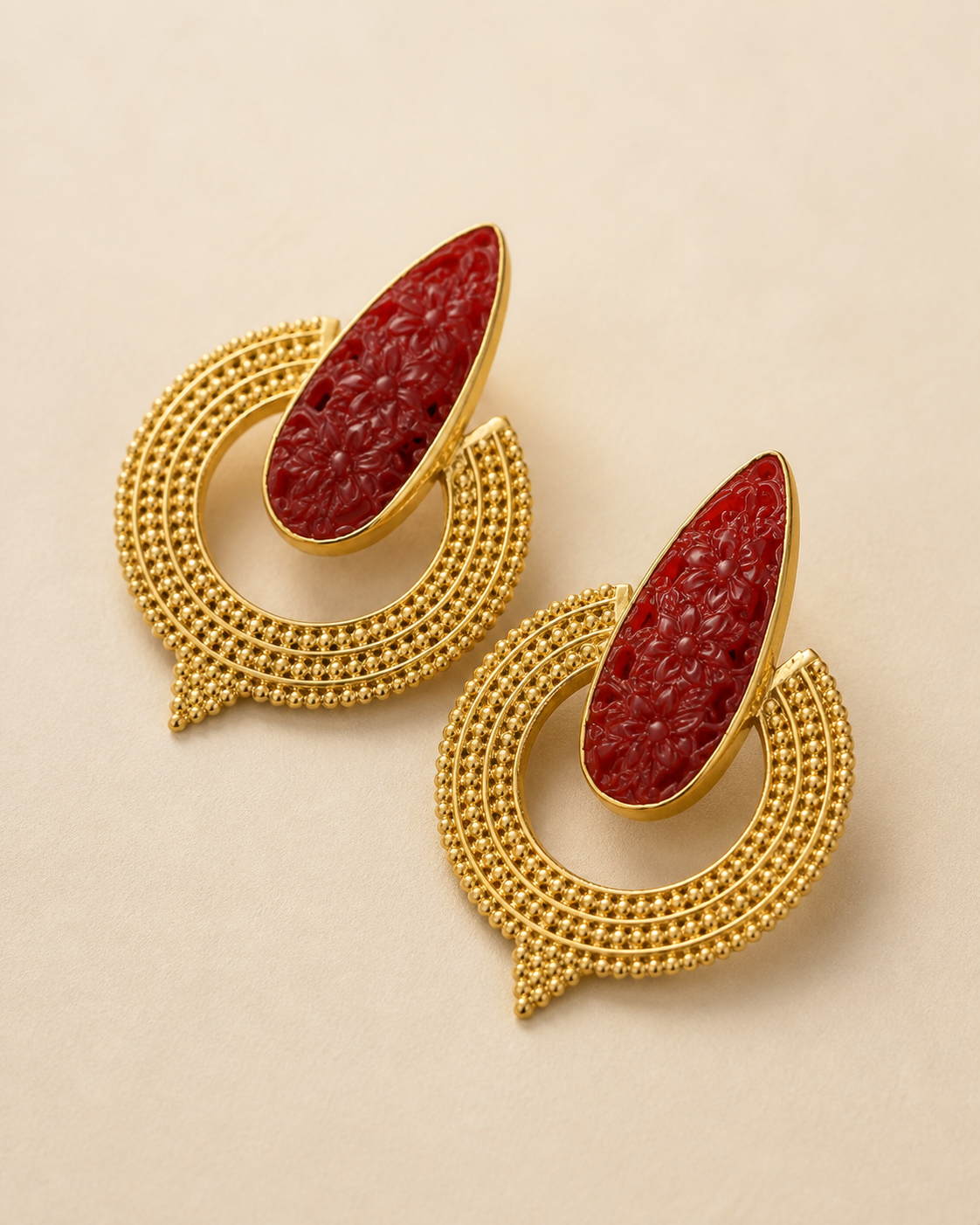 Carved Statement Earrings — earrings — view 2