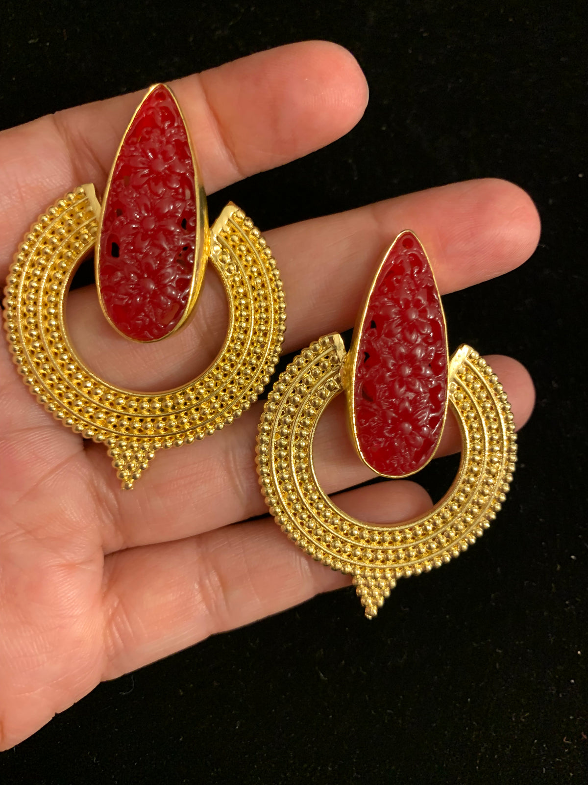 Carved Statement Earrings — earrings — view 7