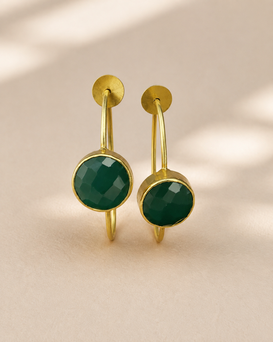Faceted Green Onyx Hoops — earrings — view 1