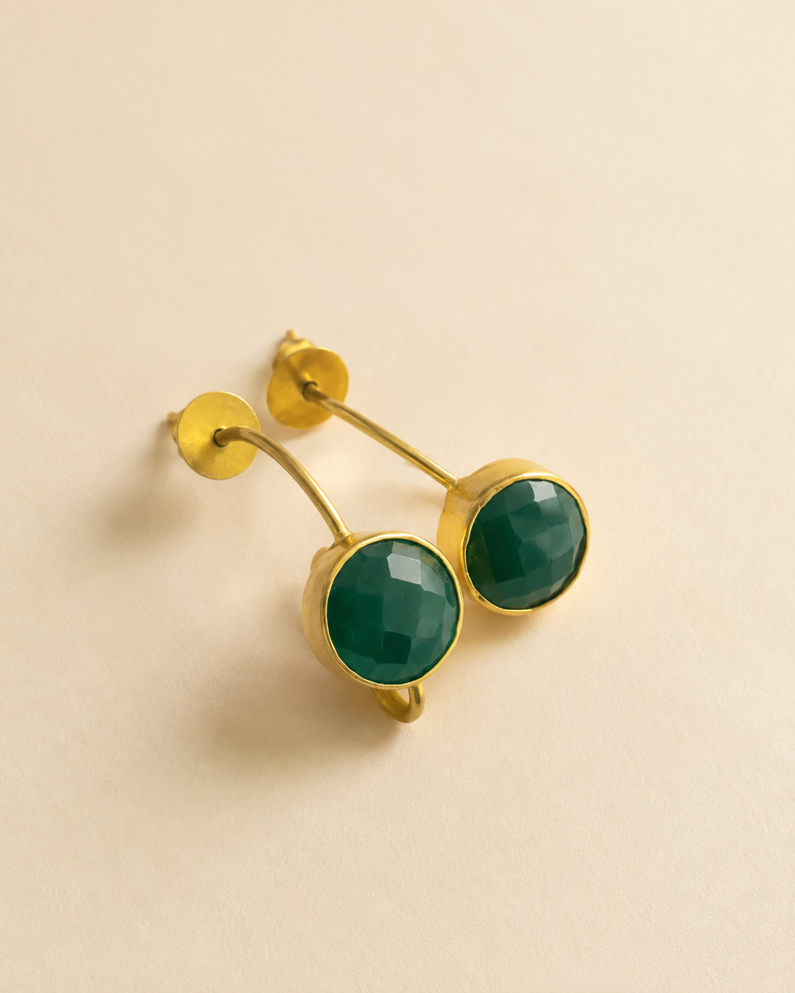 Faceted Green Onyx Hoops — earrings — view 2