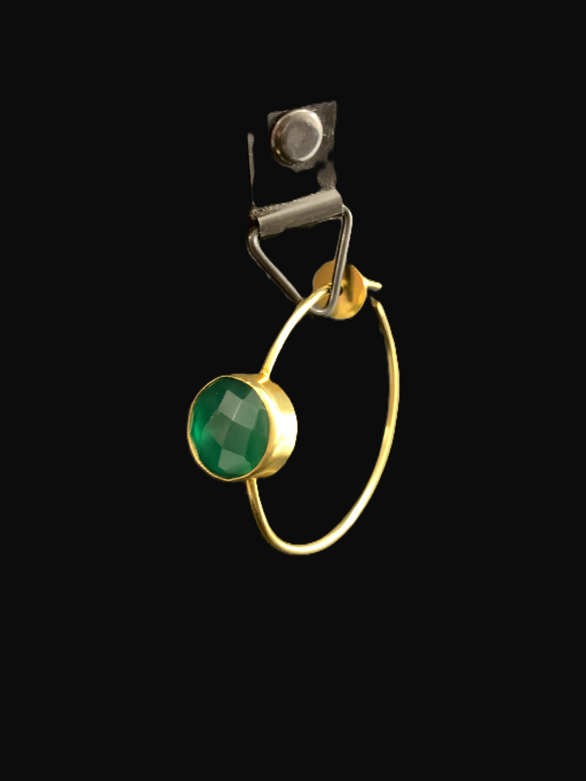 Faceted Green Onyx Hoops — earrings — view 7