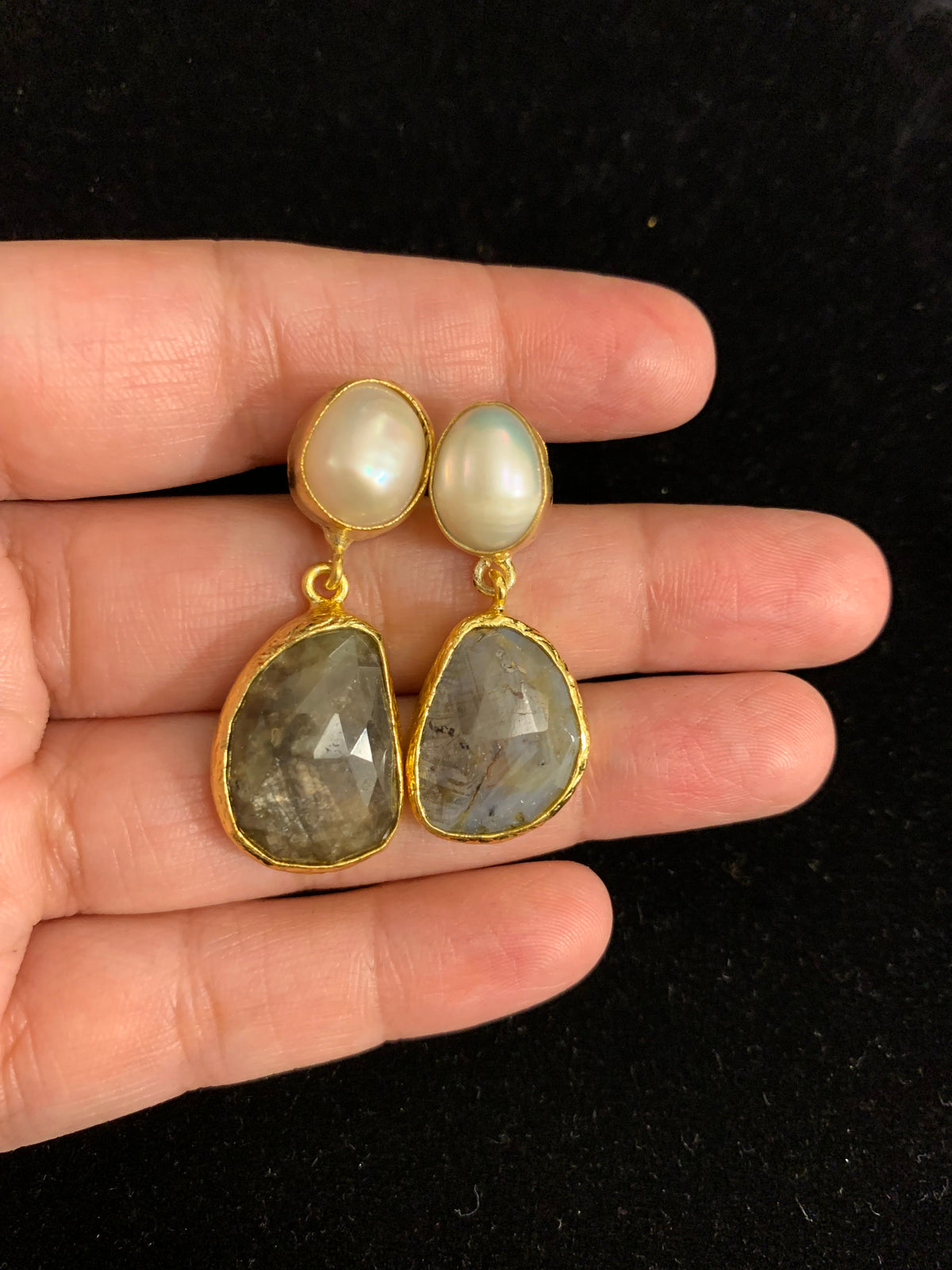 Earthstone Pearl Drops — earrings — view 5