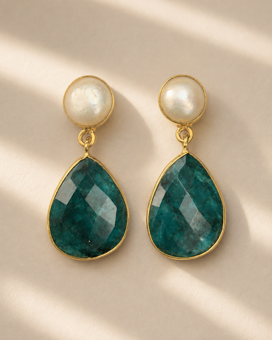 Royal Green Teardrops — earrings — view 1