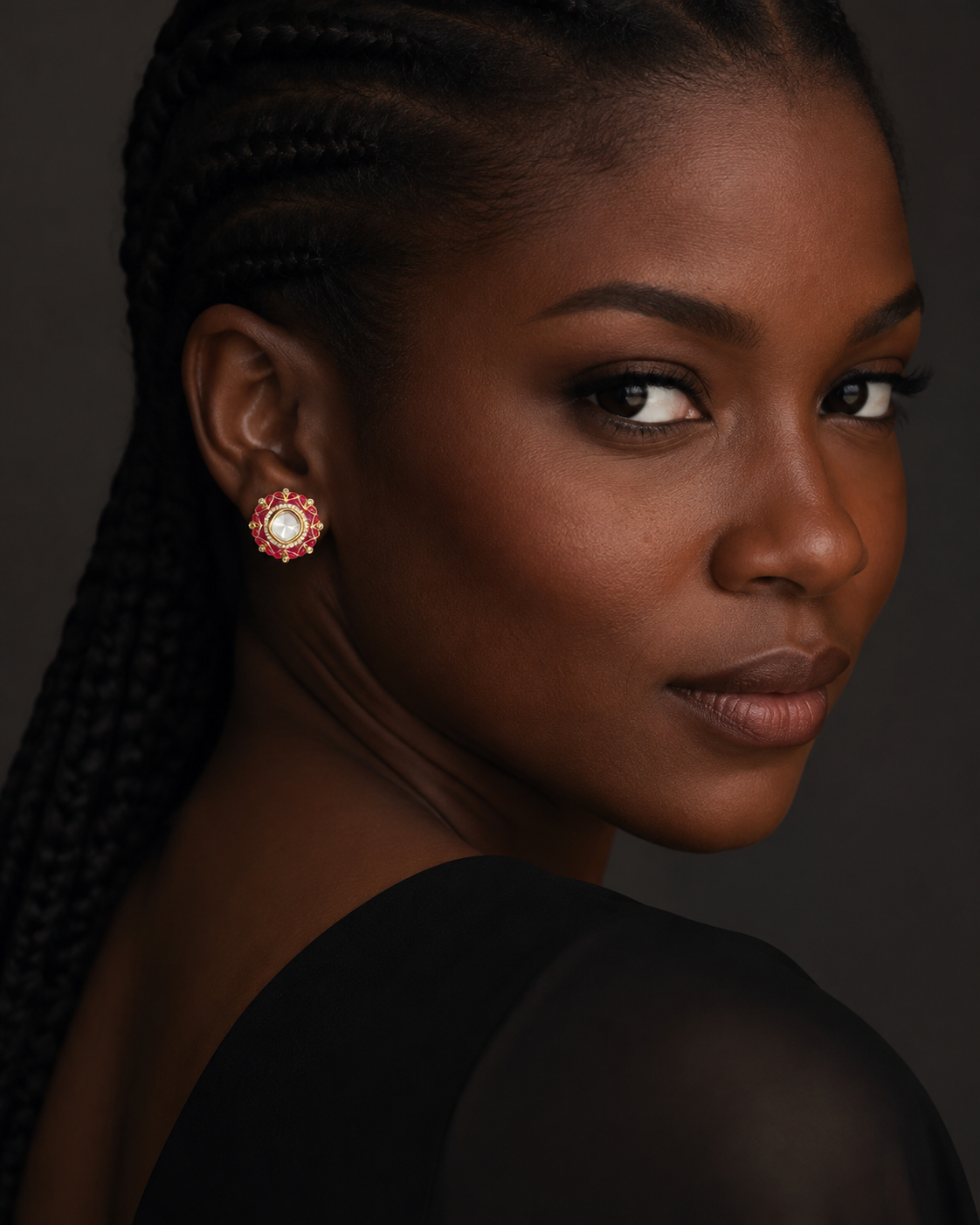 Royal Crimson Studs — earrings — view 4