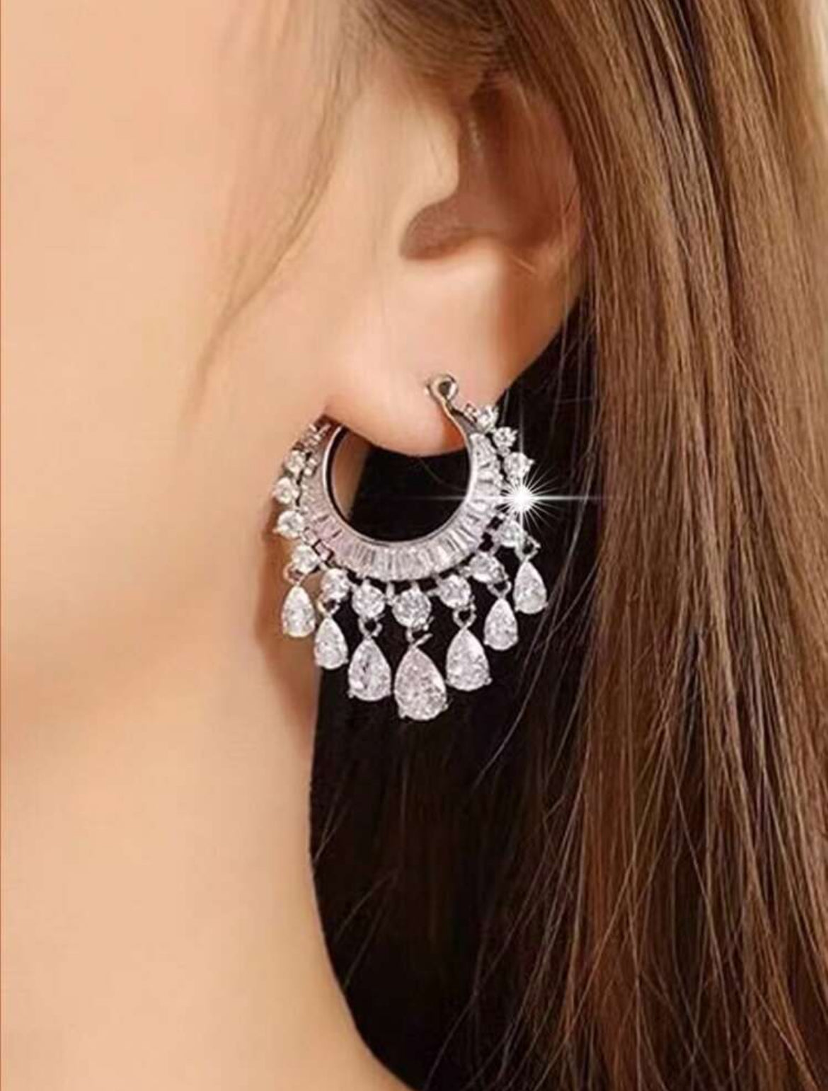 Jeweled Crescent Hoop