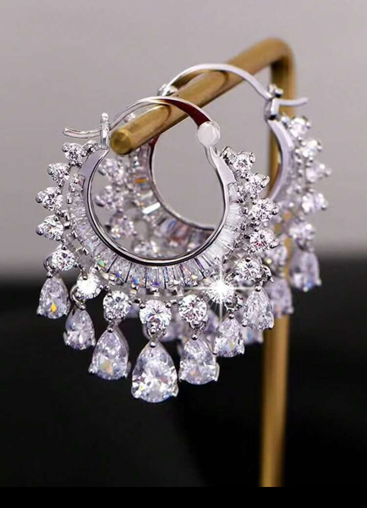 Jeweled Crescent Hoop