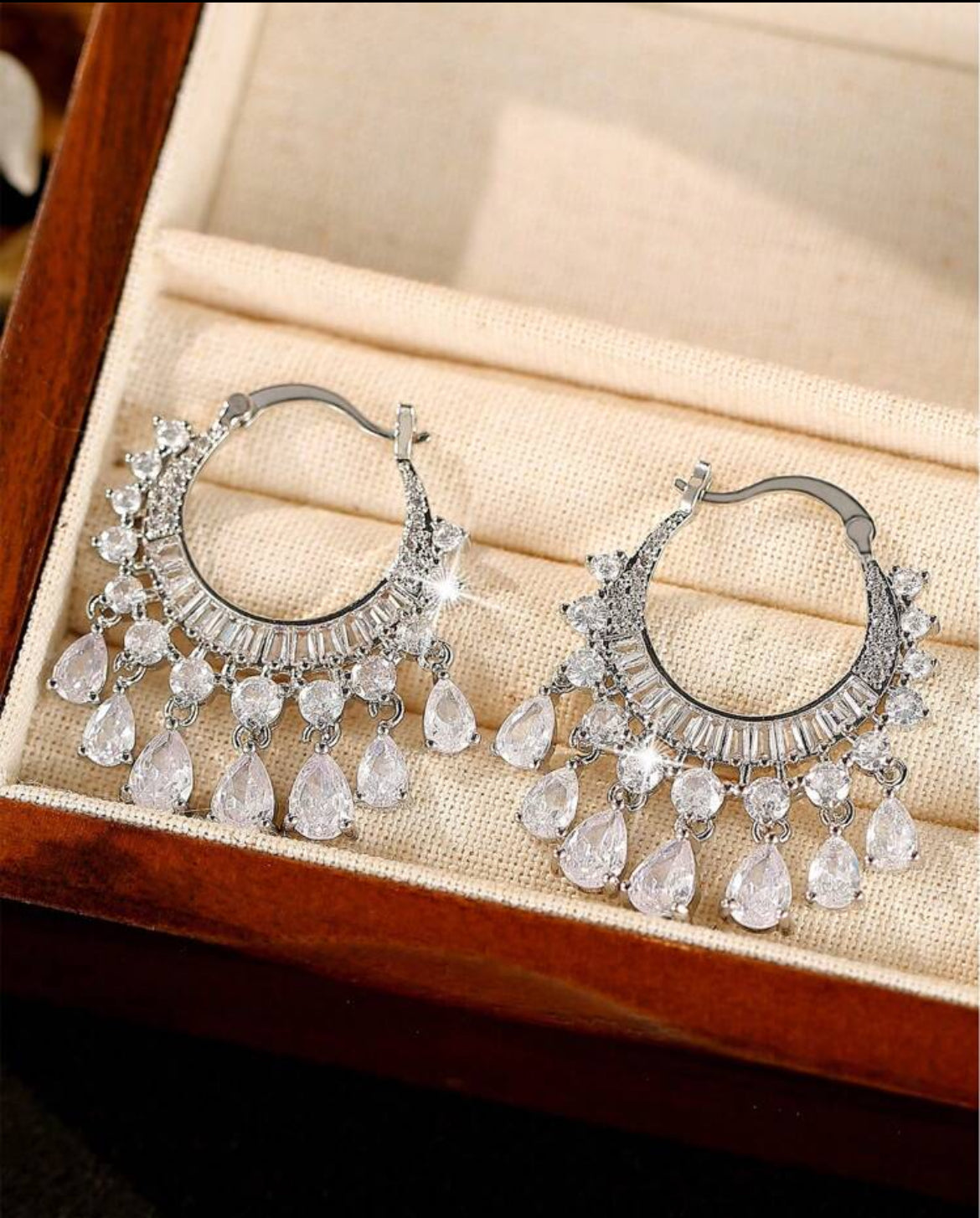 Jeweled Crescent Hoop