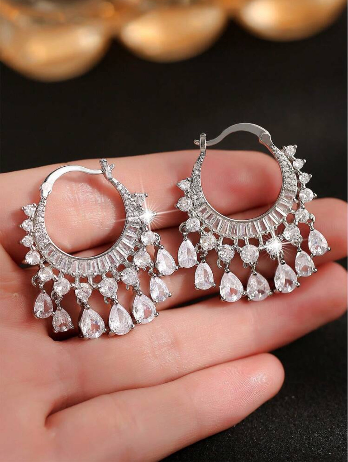 Jeweled Crescent Hoop