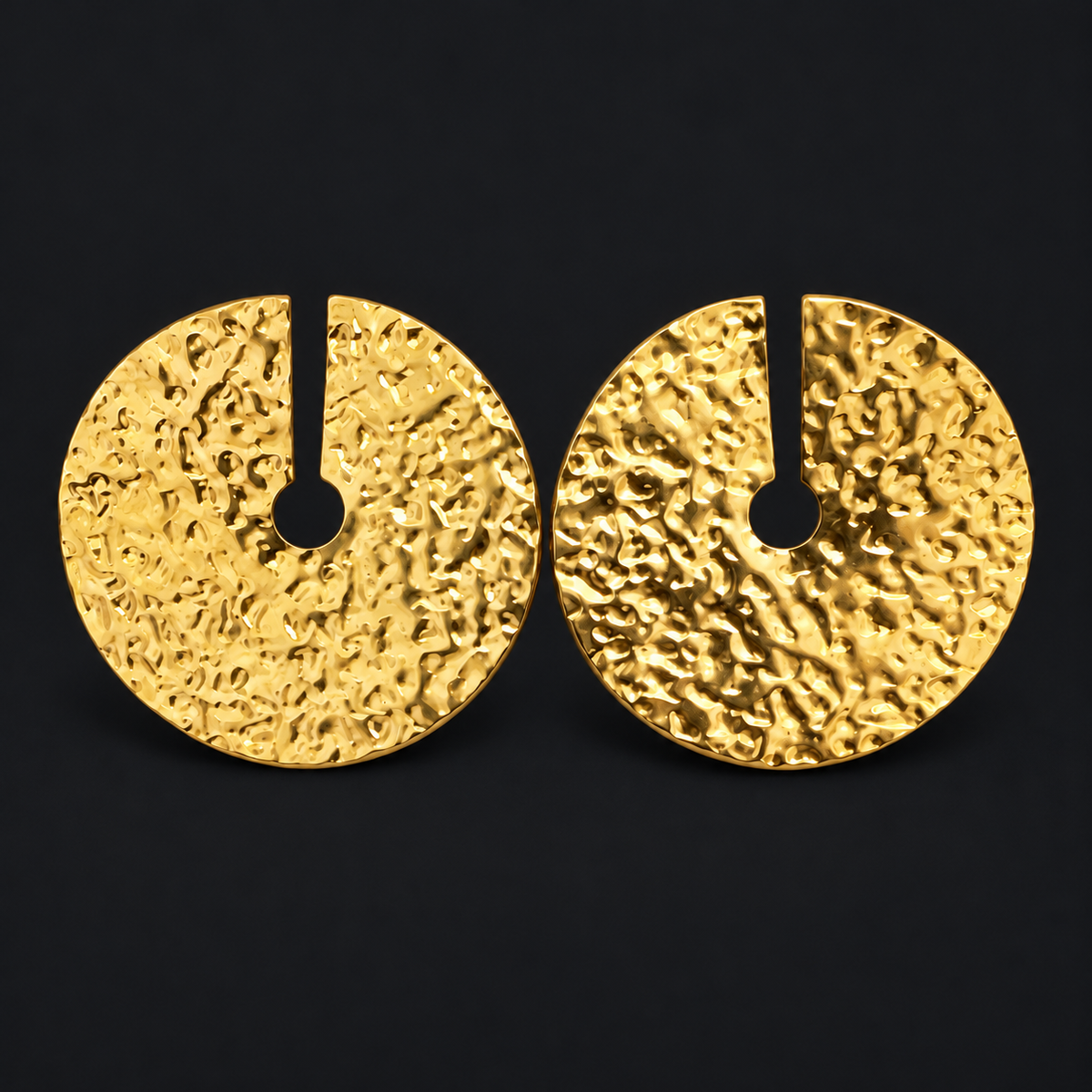 Hammered Gold Disc Earrings