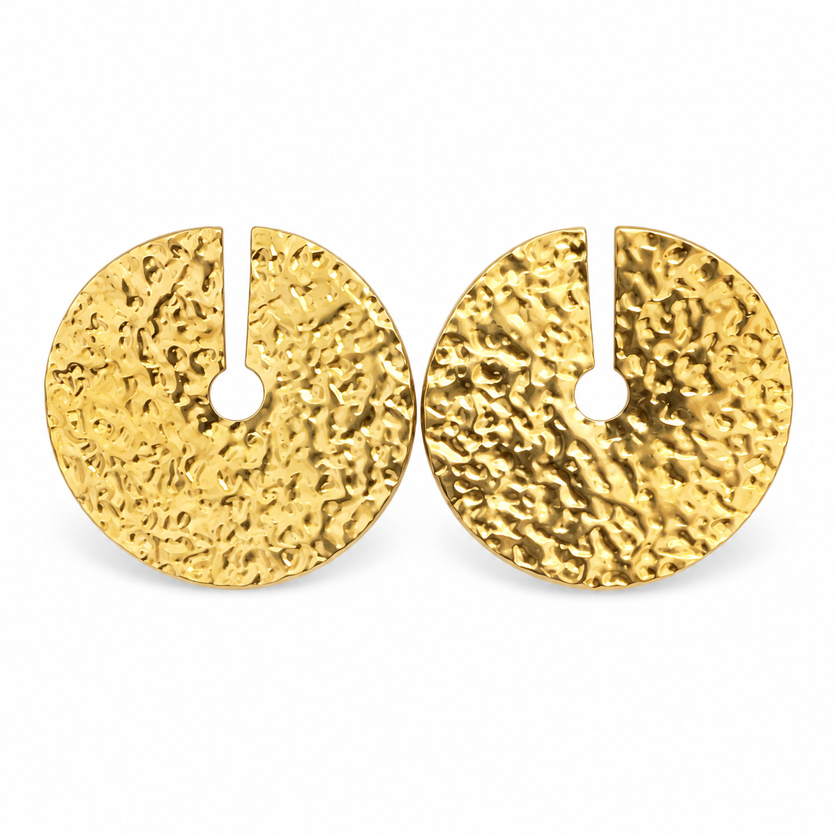 Hammered Gold Disc Earrings